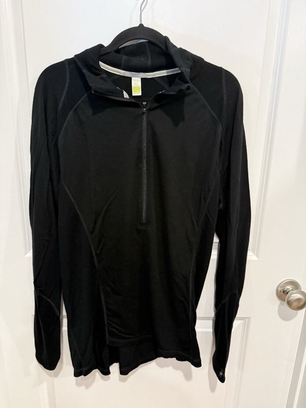 Smartwool Mens 1/2 Zip Long Sleeve Merino Wool Black Athletic Base Layer Sz XL